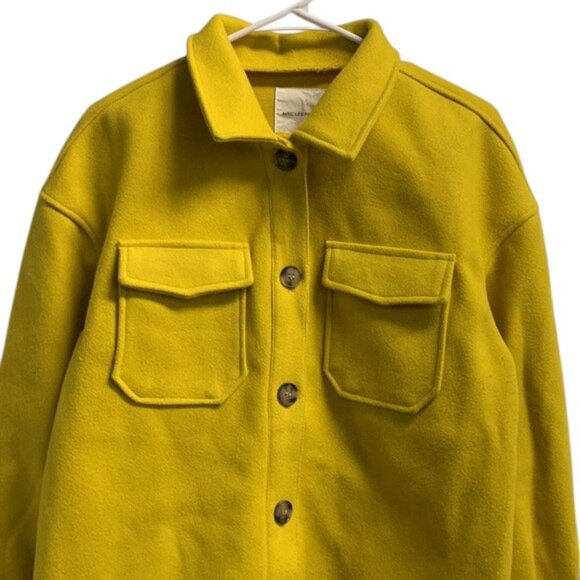 Avec Les Filles Flannel Shacket Women’s M Yellow Plaid Button Front Shirt Jacket - Picture 2 of 10